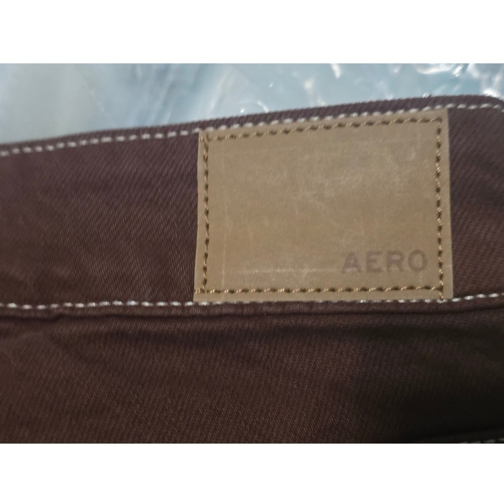 Aeropostale Womens Low Rise Flare Jeans Burgundy Brown Contrast Stitch 4R NEW - Picture 9 of 14